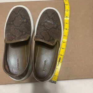 Vince Dark Brown Snake Print Slip-On Shoes